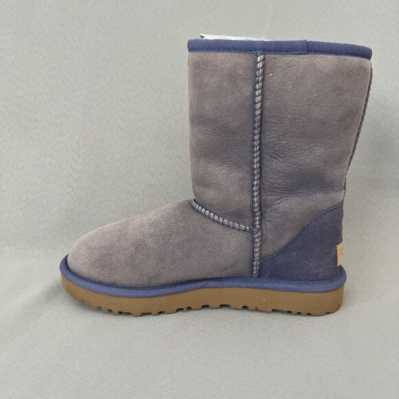 Womens UGG Boots Purple Classic Short Suede Wool Bold Blue Trim Malibu Boho Sz 6 - Picture 12 of 16
